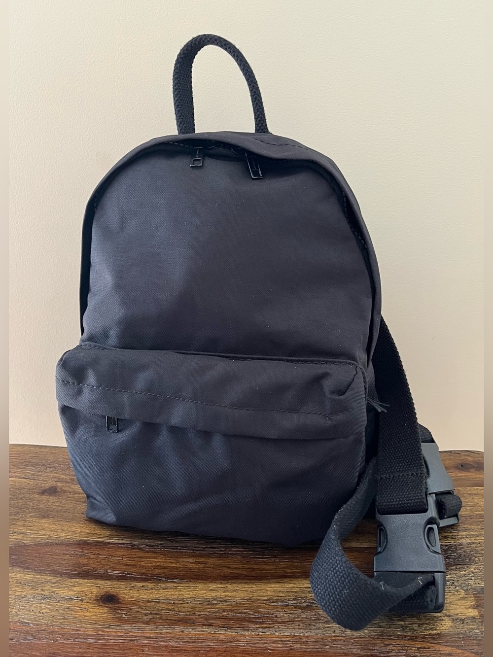 John Galt Brandy Melville Mini Canvas Backpack Black